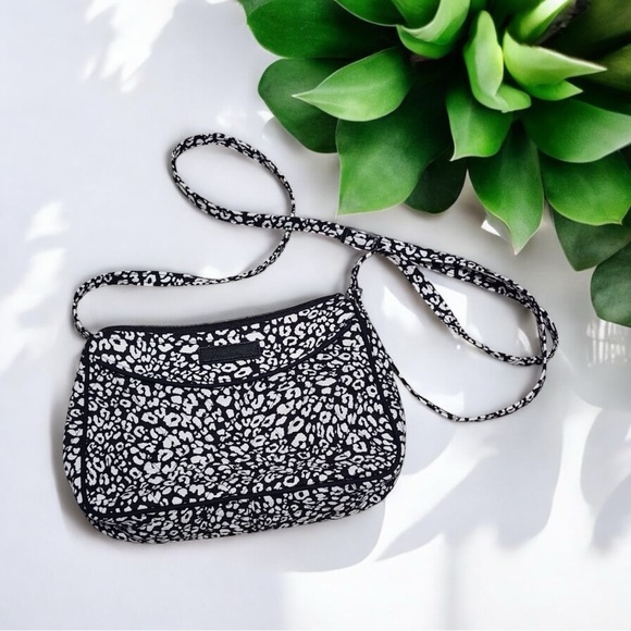 Vera Bradley On the Square Camocat Black & White Quilted Crossbody Purse - Picture 2 of 7